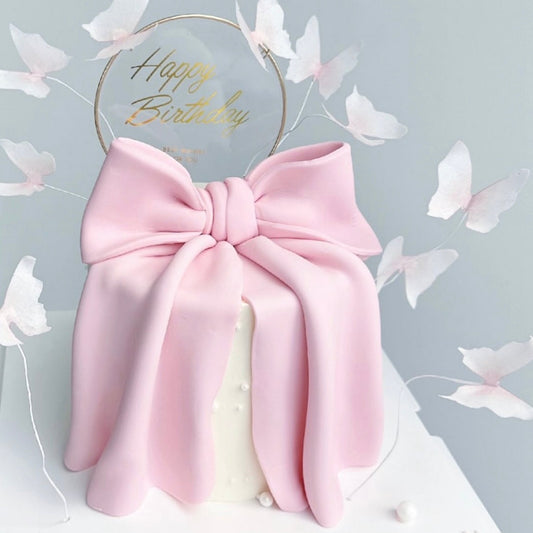 Blush Bow Elegance Cake
