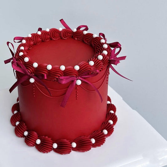 Red Pearl Bow Cake