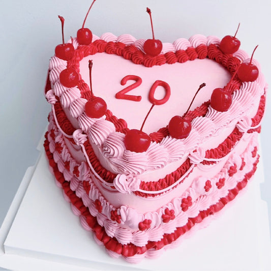 Pink&Red Cherry Heartcake