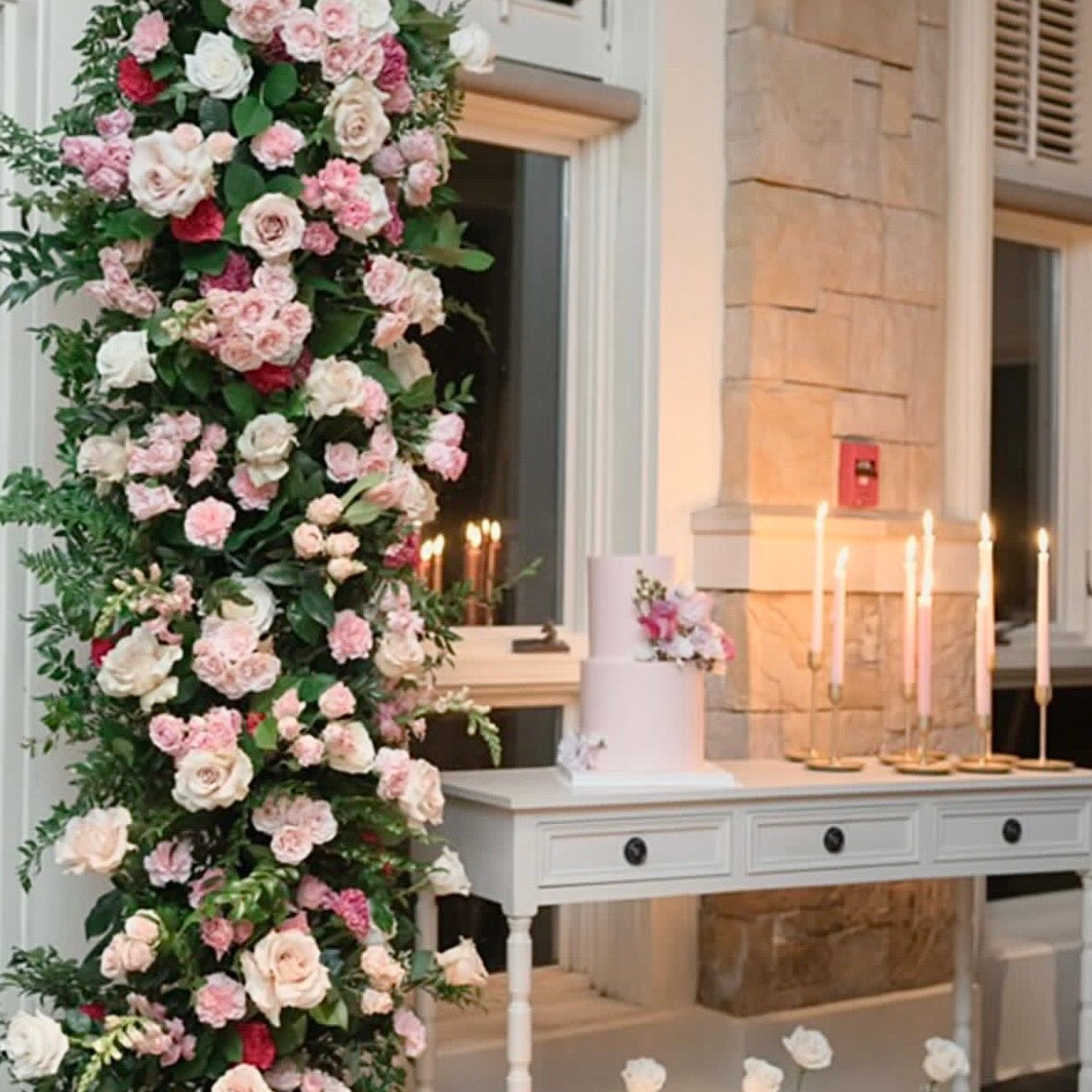 Blush Floral Two-Tier Cake