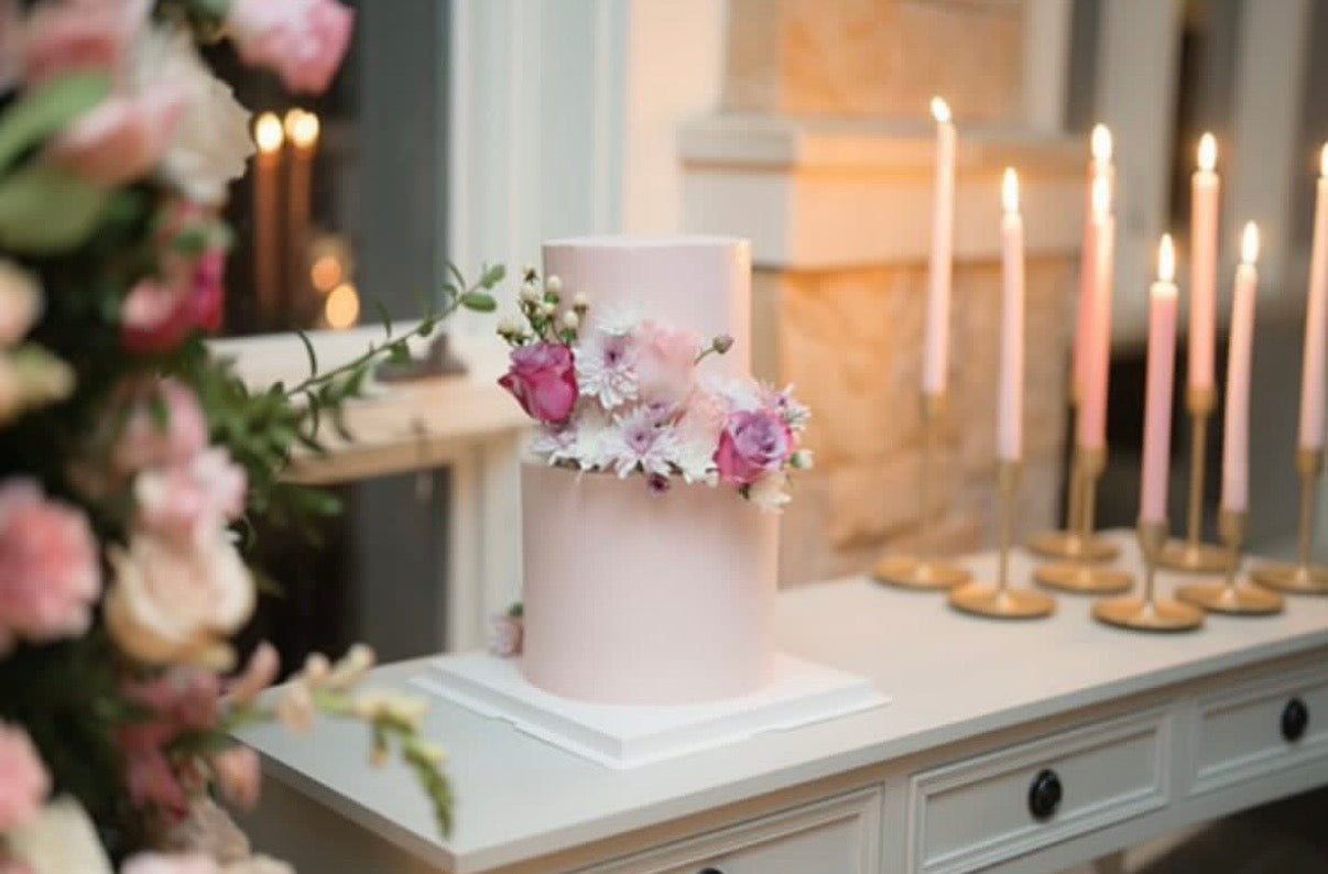 Blush Floral Two-Tier Cake