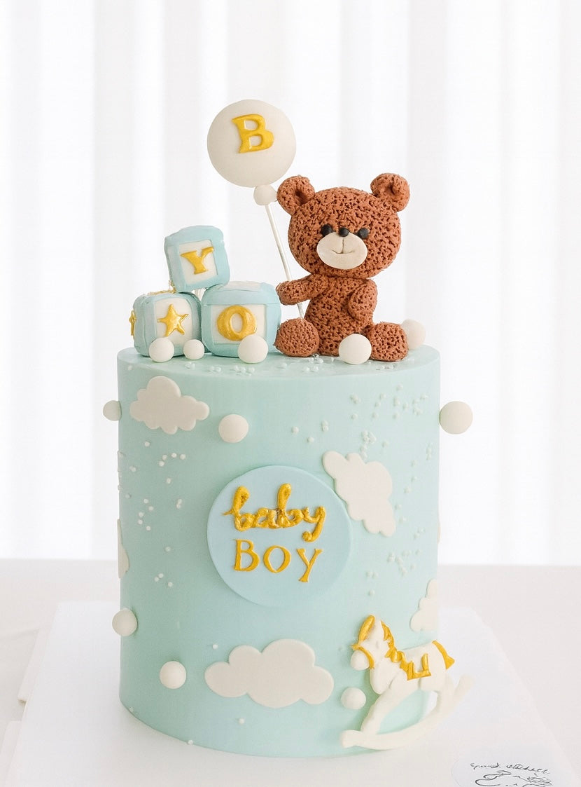 Teddy Sky Baby Boy Cake